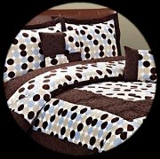 polka dot prints on the soft micro suede fabric will add a fresh and joyful touch to your bedroom decor. The entertaining pattern is quilted onto the rest of the comforter and deco pillows, making the fun never ending. 