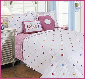 Multi-Colored Polka Dots Quilt Set - The Polka Dot Quilt Set by Textiles Plus Inc. is made from cotton blend fabric that not only makes it soft, but also makes it extremely durable. It has cotton filling, giving you a relaxing surface that you can just melt into.