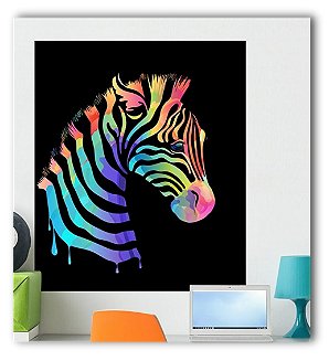 Colored Zebra Black Wall Decal Peel and Stick Graphic