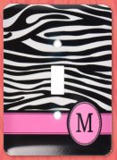 Monogrammed Zebra Stripes Animal Print with Hot Pink light switch covers