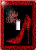 Red Cheetah Print Wild Woman Stiletto Pump light switch cover animal print decor
