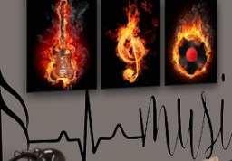 Fire Guitar Abstract Canvas Prints - wall art Music Heartbeat Vinyl Wall Words Decal 