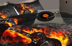 Music Guitar Bedding Music Themed Home Decor Ideas  Retro Vintage Vinyl Record  throw pillow  Music Guitar Comforter flames bedding flame bedding