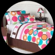 featuring a bright large dots print and a chunky coordinating stripe. The exciting color palette includes hot pink, bubble gum pink, turquoise, lime green, orange, and chocolate brown on a crisp white background. This wonderful bedding set will help you create a modern yet playful look for your home. This great duvet cover bedding set is fully reversible so you get twice the value! Simply turn it over for a whole new look! Go from Stripes to Dots with ease.