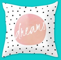 Dreams- Polkadots and Typography on pink background bedding 