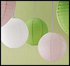 These charming decorative paper lanterns feature closely spaced thin metal ribs covered in brightly colored paper.
