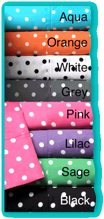 Add a pop of color to your bedroom with the polka dot sheet set available in eight colors. 
