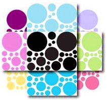 Create all kinds of fun designs with these polka dots available in 18 different colors - orange circles - blue circles - green circles, brown circles, pink circles, lots of circles. sky blue polka dot stickers