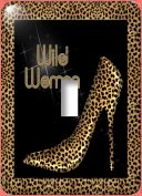 Cheetah Print Wild Woman Stiletto Pump and Diamond Bling  Light Switch cover