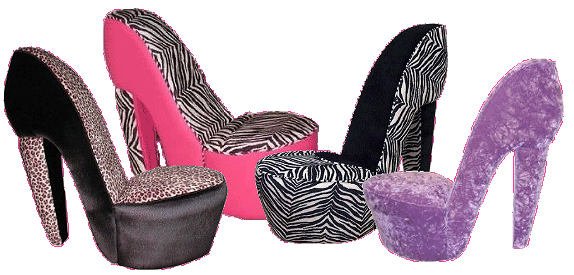 Diva Shoe Chair zebra-Diva Shoe Chair in Leopard-Zebra and Hot Pink High Heel Shoe Chair