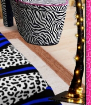 Mixed Animal Print Blue Zebra and Leopard Comforter   animal prints bedding   high heel chair  