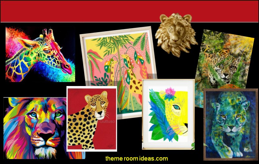 colorful animal print  wall art jungle cats wall art jungle animals wall art 