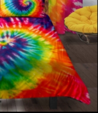 Tie Dye Bedding   Papasan Chair  hippie bedding retro bedding 70s bedroom 